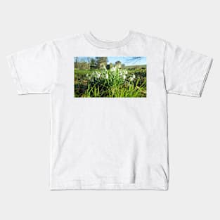 Fully Bloomed Snowdrops in Churchyard Kids T-Shirt